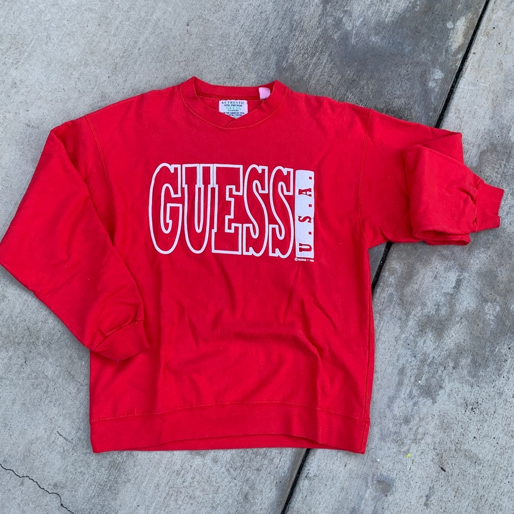 Vintage Authentic GUESS vintage 80s Red Sweatshirt Medium